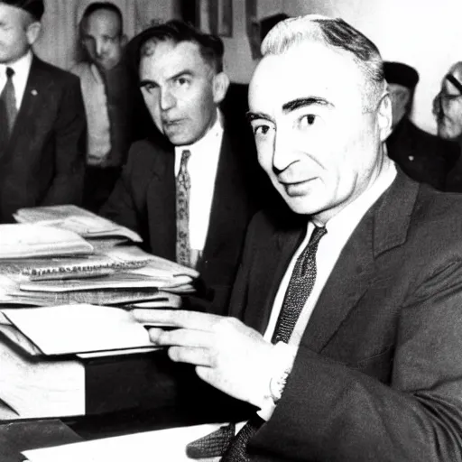 Image similar to photo of robert oppenheimer working as president