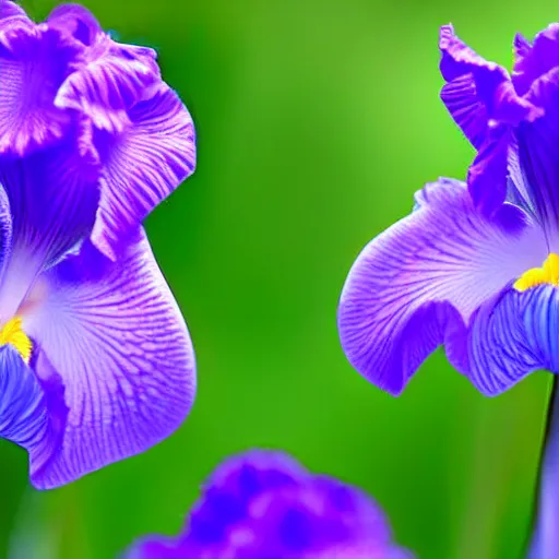 Image similar to Unique iris, luminous iris, smart, close-up, romantic, fairyland, exquisite, flowers open at night, fireflies, dreamlike picture, starlight, delicate and charming rose, bright picture tone, purple main color