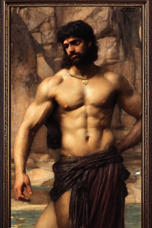 Prompt: hercules, orientalist intricate portrait by john william waterhouse and edwin longsden long and theodore ralli and nasreddine dinet, hyper realism, dramatic lighting