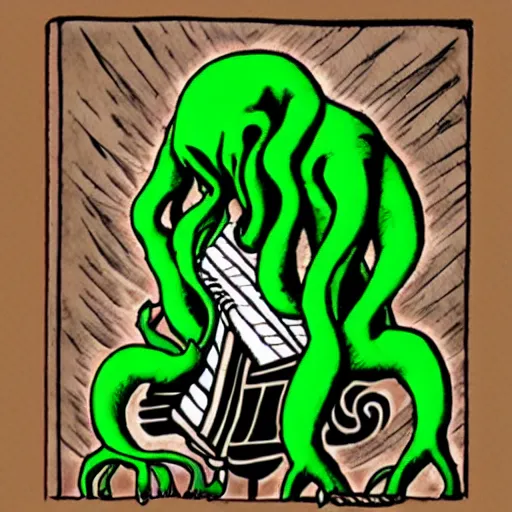 Prompt: cthulhu playing the piano