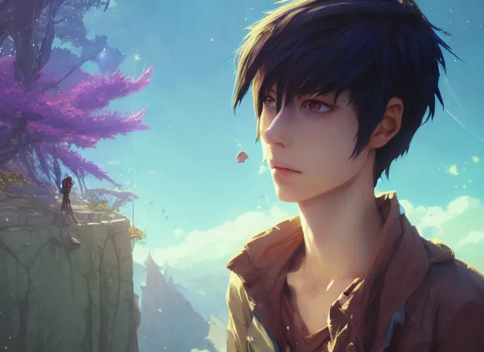 Image similar to highly detailed portrait of eren jaeger, in no game no life, stephen bliss, 8 k, unreal engine, fantasy art by greg rutkowski, loish, rhads, ferdinand knab, makoto shinkai and lois van baarle, ilya kuvshinov, rossdraws, tom bagshaw, global illumination, radiant light, detailed and intricate environment