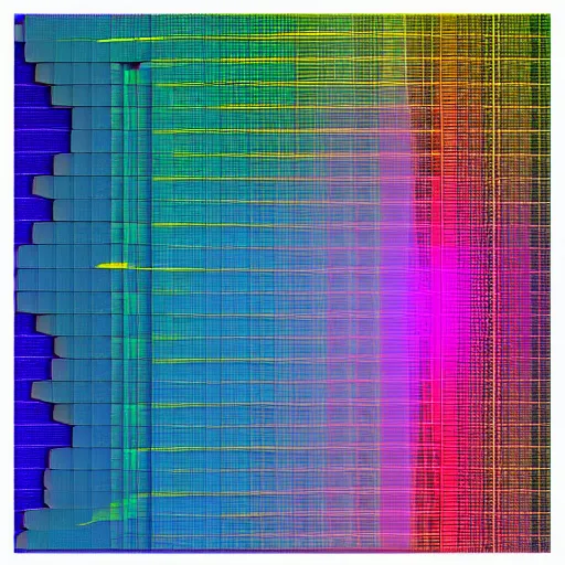 Prompt: The encrypted metaverse, glitch landscape, refractive colors