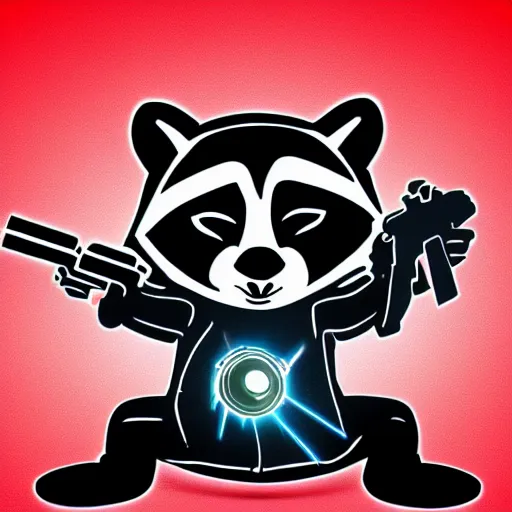 Image similar to logo of a racoon holding a laser gun, digital art , 4K