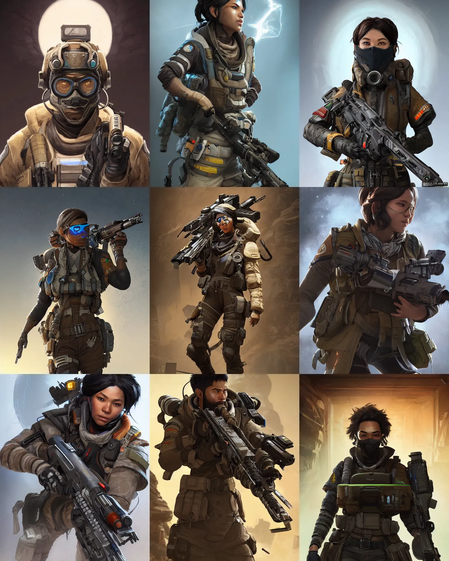 Prompt: Ghost Sniper as an Apex Legends character digital illustration portrait design by, Mark Brooks and Brad Kunkle detailed, gorgeous lighting, wide angle action dynamic portrait