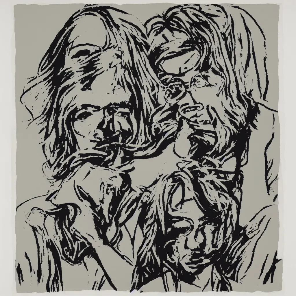 Image similar to individual silk screen portrait of unemployed artist contemplating suicide by andy warhol