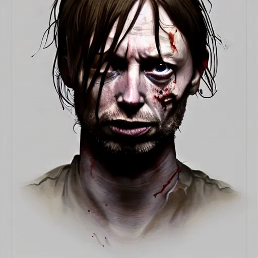 Prompt: young thom yorke as a zombie, 7 days to die zombie, fine art, award winning, intricate, elegant, sharp focus, cinematic lighting, rimlight, digital painting, 8 k concept art, art by z. w. gu, art by brom, art by michael hussar, 8 k