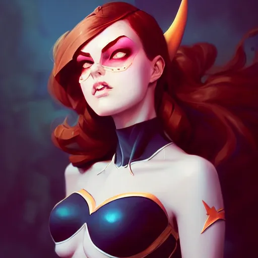 Image similar to portrait of nubile batgirl, art by pete mohrbacher and guweiz and ilya kuvshinov, digital art, highly detailed, intricate, sharp focus, trending on artstation hq, deviantart, unreal engine 5, 4 k uhd image