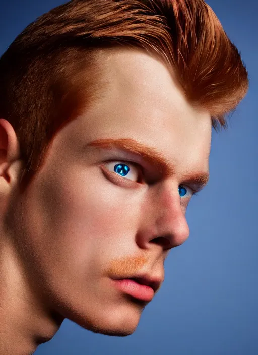 Image similar to ( philip j. fry ) closeup photograph dslr photorealistic studio lighting ektachrome detailed intricate face detail