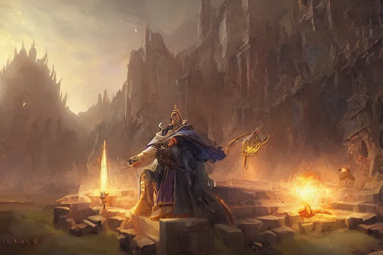 Image similar to saint thomas aquinas hearthstone art style, epic fantasy style art by Craig Mullins, fantasy epic digital art, epic fantasy card game art by Greg Rutkowski