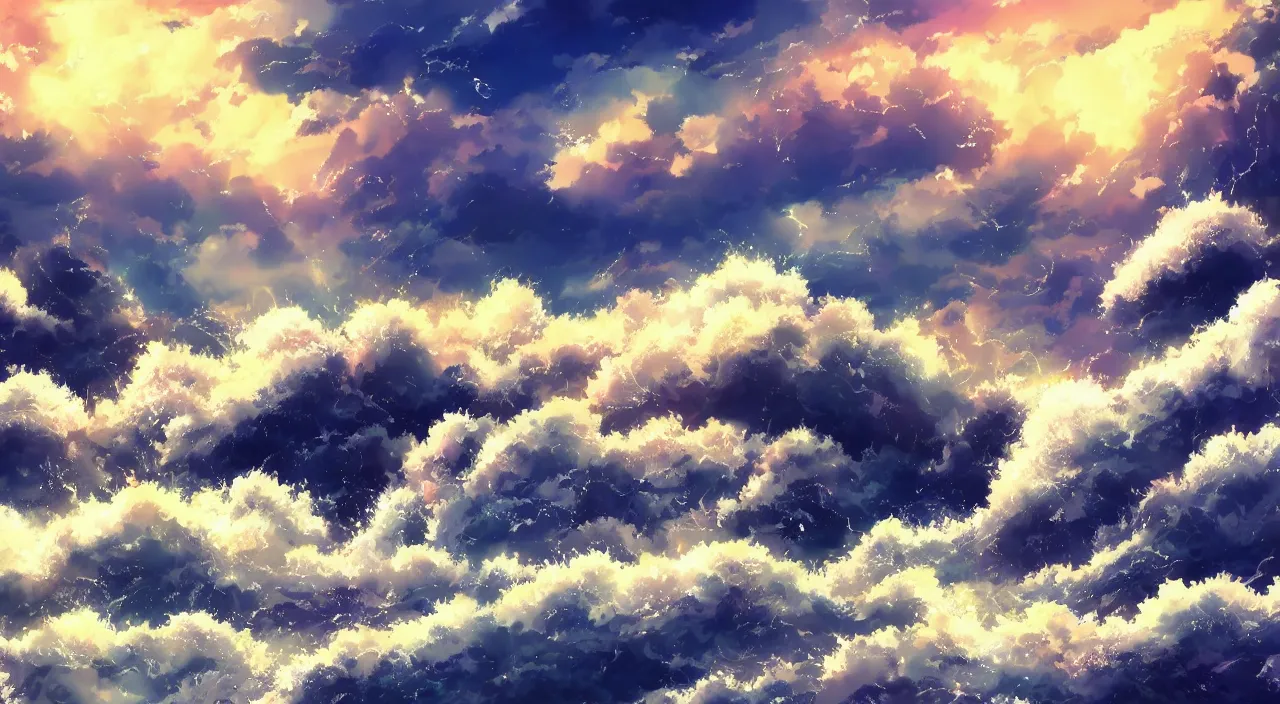 Prompt: anime landscape wallpaper, rough waves