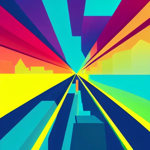 Image similar to geometric art of a city, made entirely from gradients, colorful, vector graphics