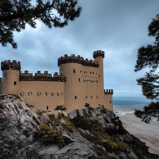 Image similar to an impenetrable fortress castle on a cliff