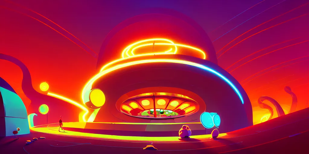 Image similar to spiral lines, minimalistic, extreme wide angle, curved perspective, digital art, chubby, subsurface scattering, indoor casino, by anton fadeev, horton hears a who!, spiral smoke, artstation, neon