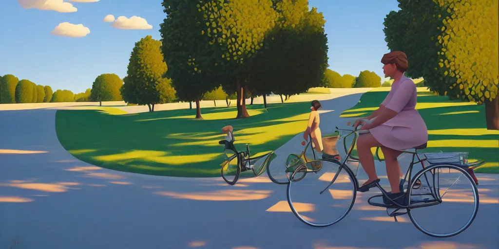 Image similar to biking, blue sky, summer evening, kenton nelson