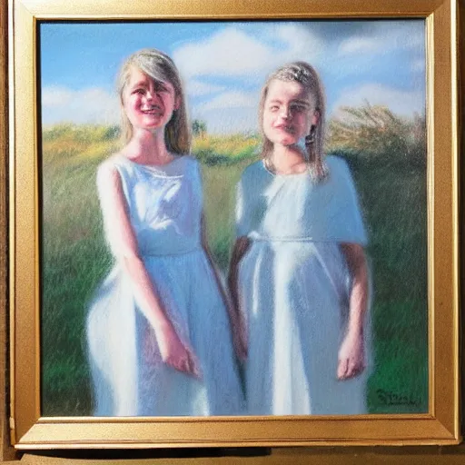 Image similar to a pastel painting of darcey and stacey silva