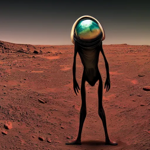 Image similar to realistic photo of an alien on mars, high quality, alien, very beautiful, hyper realistic, hdr photo, 4 k