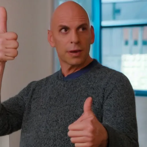 Image similar to Noho Hank from Barry holding a thumbs up