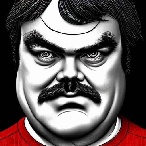 Prompt: a detailed portrait of Jack Black in the style junji ito, 8k, ornate, intricate