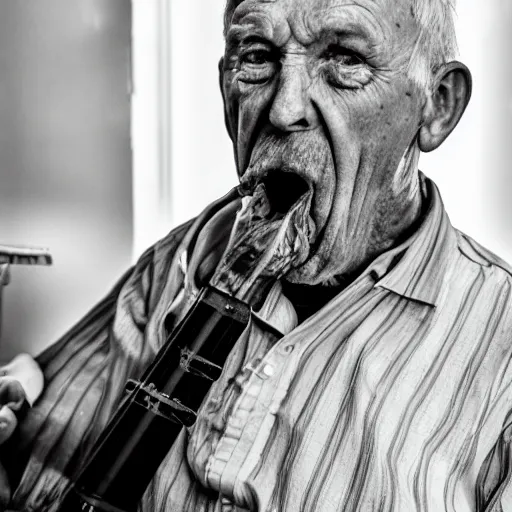 Image similar to an old english man licks a key, canon eos