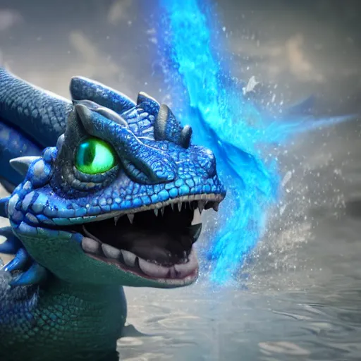 Image similar to the soul of a water dragon being released by a blue elemental sword, octane render, unreal engine, cryengine, 3D, !!!award-winning!!!