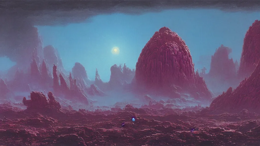 Image similar to otherworldly atmosphere of an evolving alien planet by arthur haas and bruce pennington and paul lehr, cinematic matte painting