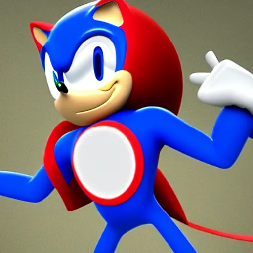 Image similar to 3 d animated sonic wearing an ironman suit