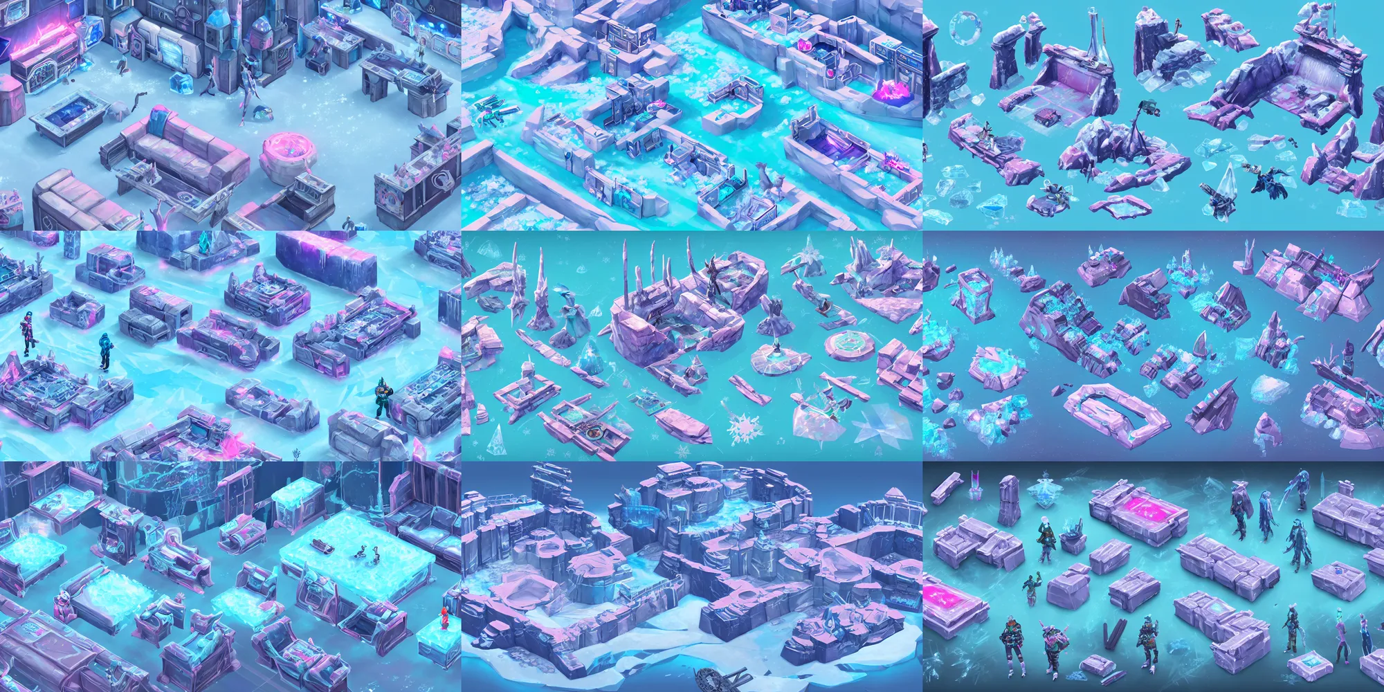 Prompt: game asset of the sims cyberpunk frozen antartica ice theme furniture and decor, in gouache detailed paintings, props, stylized, 2 d sprites, kitbash, arcane, overwatch, blue and pink color scheme, 8 k, close up