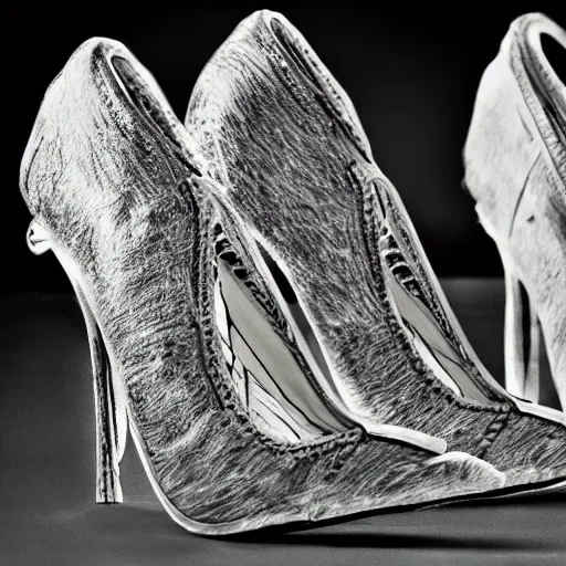 Prompt: High heel shoes designed by Giger