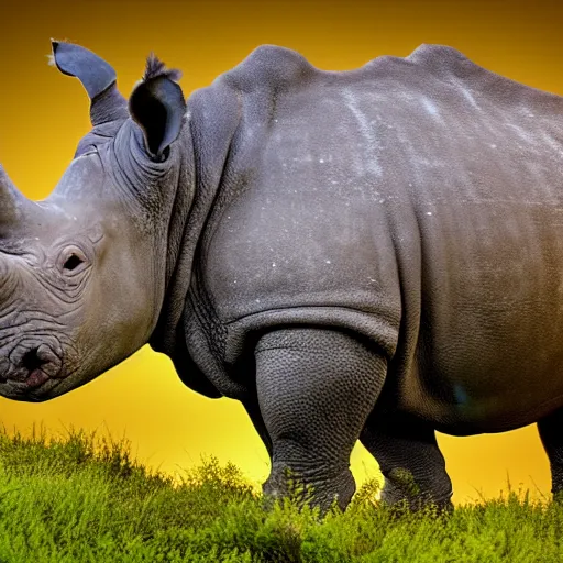 Image similar to photo of rhino at night with dramatic lighting