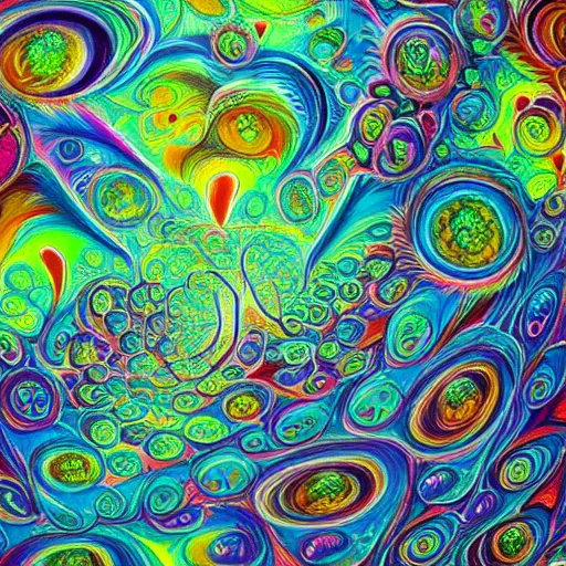 Prompt: highly detailed fractals, dmt vision, psychedelic painting