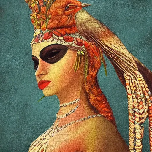 Prompt: “a marvelous portrait of bird Goddess”