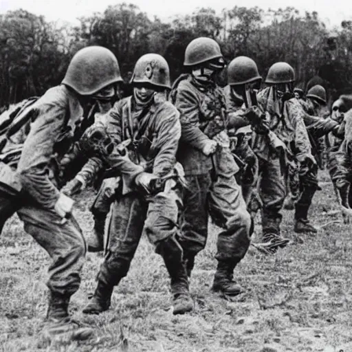 Prompt: photograph of zombie soldiers fighting in World War II