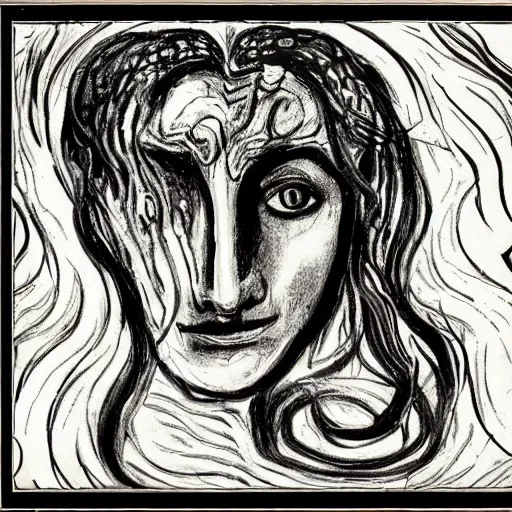 Prompt: Medusa by Edvard Munch