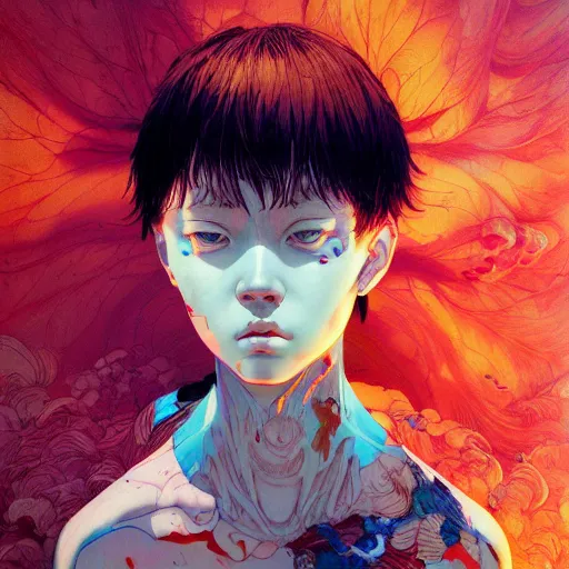 Image similar to prompt : figurative unique features portrait soft light painted by james jean and katsuhiro otomo and erik jones, inspired by akira anime, smooth face feature, intricate oil painting, high detail illustration, sharp high detail, manga and anime 1 9 9 9