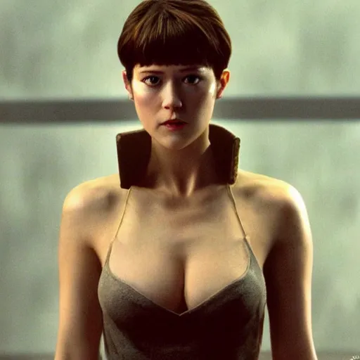 Prompt: Mary Elizabeth Winstead in bladerunner, tight attire, realistic, hyper detail, very detailed, cinematic, ultra details, photorealistic, big bust, insanely detailed,