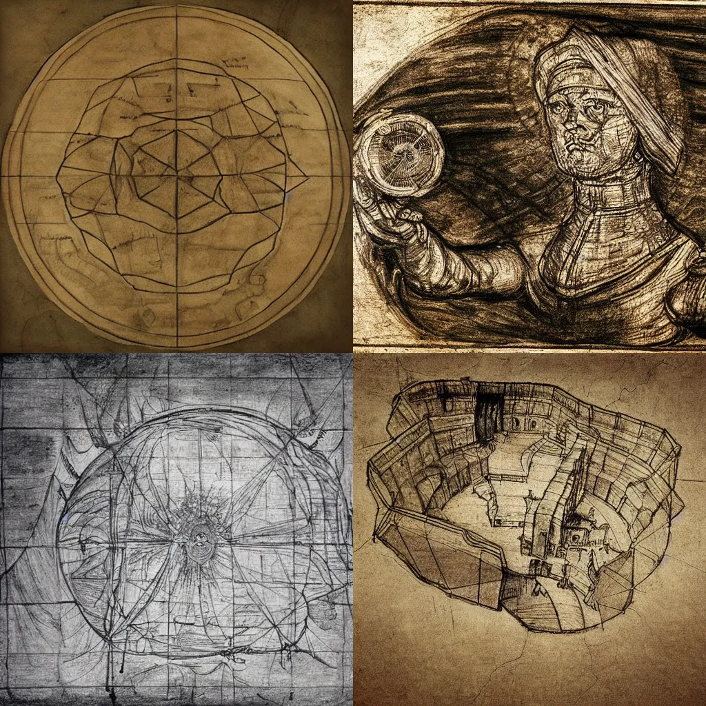 Prompt: davinci drawing of a fortnite map