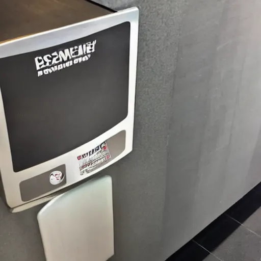 Image similar to commercial washroom hand dryer, metal vent, 🥓🥓🥓 dropping out