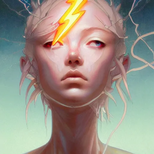 Image similar to prompt : lightning portrait soft light painted by james jean and katsuhiro otomo and erik jones, inspired by evangeleon anime, smooth face feature, intricate oil painting, high detail illustration, sharp high detail, manga and anime 1 9 9 9