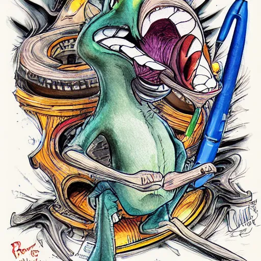 Image similar to ratfink, centered award winning watercolor pen illustration, by ed roth, edited by range murata