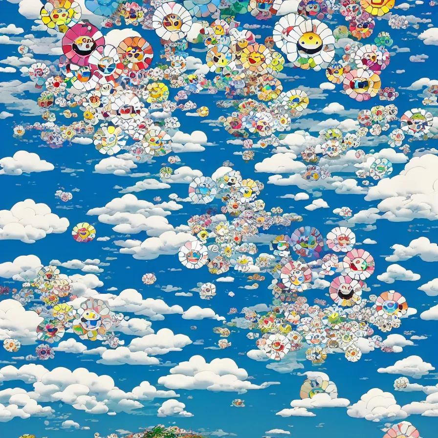 Image similar to kyoto with a beautiful cloudy sky above by takashi murakami, beeple and james jean, aya takano color style, 4 k, super detailed, modern, 4 k, symmetrical