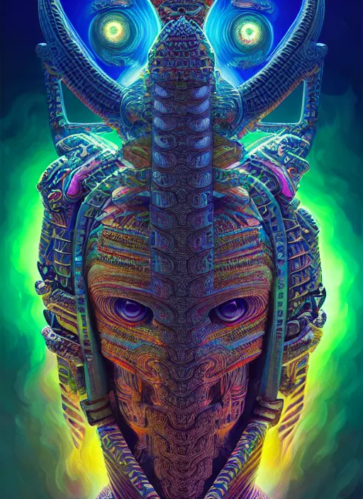 Image similar to hyper detailed ultra sharp 3 d render like a oil painting aztec serpent warrior princess, fractal plane, deep voyage, parallel existence, earthwave, colorful, neon, ornate, intricate, digital painting, concept art, smooth, sharp focus, illustration, art by artgerm and greg rutkowski and h. r. giger, 8 k