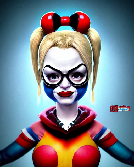 Prompt: an epic comic book style full body portrait painting of harley quinn bubble head, elegant, character design by Mark Ryden and Pixar and Hayao Miyazaki, unreal 5, DAZ, hyperrealistic, octane render, cosplay, RPG portrait, dynamic lighting, intricate detail, summer vibrancy, cinematic