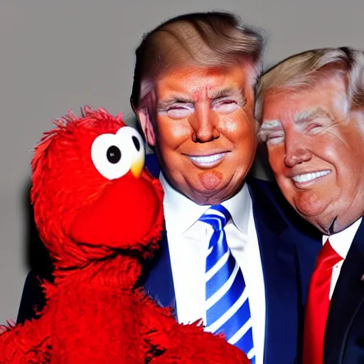 Prompt: donald trump with elmo