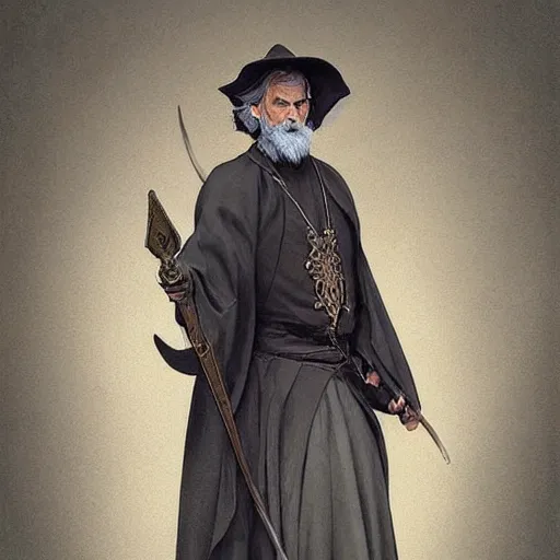 Prompt: “ a priest who looks similar to don quixote, dark clothes, man in black, southwestern apparel, d & d, fantasy, intricate, cinematic lighting, highly detailed, digital painting, artstation, concept art, smooth, sharp focus, illustration, art by artgerm and greg rutkowski and alphonse mucha ”