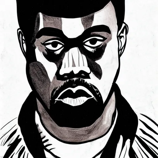 Image similar to kanye west drawn in the style of jojo's bizarre adventure