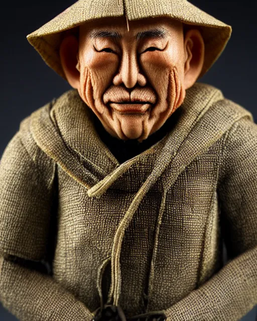 Image similar to an origami wrinkled old fisherman akira yoshizawa, realistic, very detailed, complex, intricate, studio lighting, bokeh, sigma 5 0 mm f 1. 4