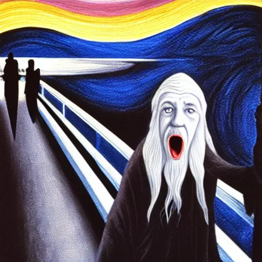 Image similar to gandalf, the scream painting