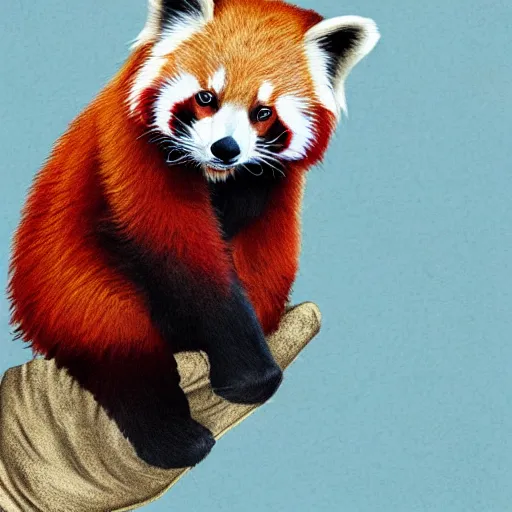 Prompt: digital art of a red panda showing its middle finger