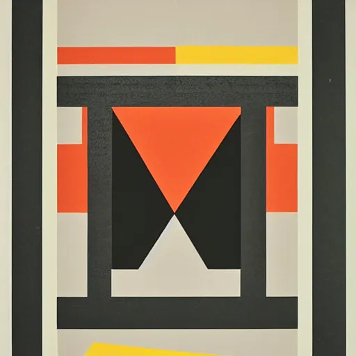 Image similar to a bauhaus poster printed on rough paper