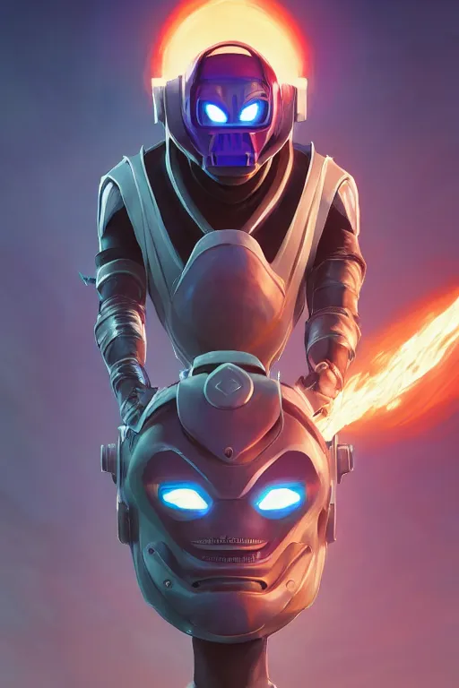 Image similar to epic mask helmet robot ninja portrait stylized as fornite style game design fanart by concept artist gervasio canda, behance hd by jesper ejsing, by rhads, makoto shinkai and lois van baarle, ilya kuvshinov, rossdraws global illumination radiating a glowing aura global illumination ray tracing hdr render in unreal engine 5